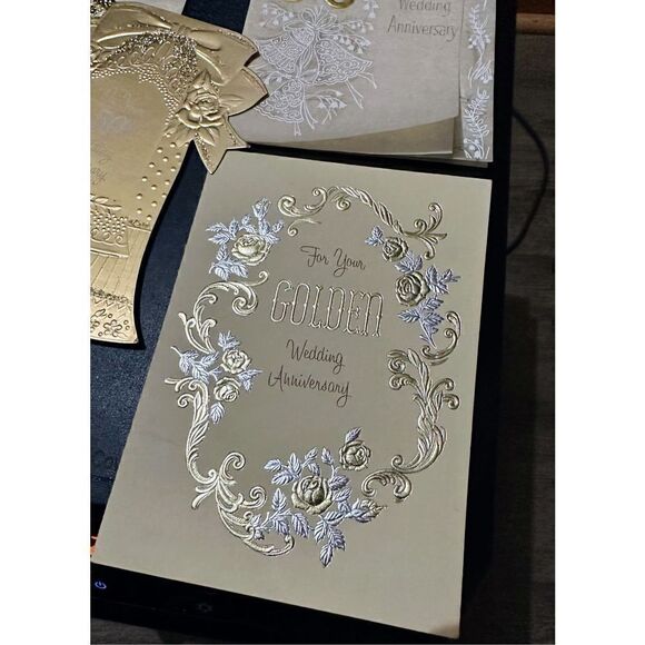 Vintage 1960s Greeting Card 50th Gold Wedding Anniversary Lot 5 Hallmark Gibson - Picture 2 of 11